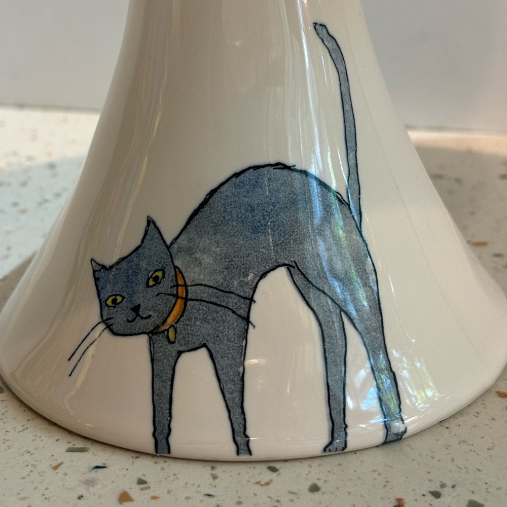 Rae Dunn Halloween Hocus‎ Pocus Witch Cake Plate Stand with Black Cat - Picture 7 of 10
